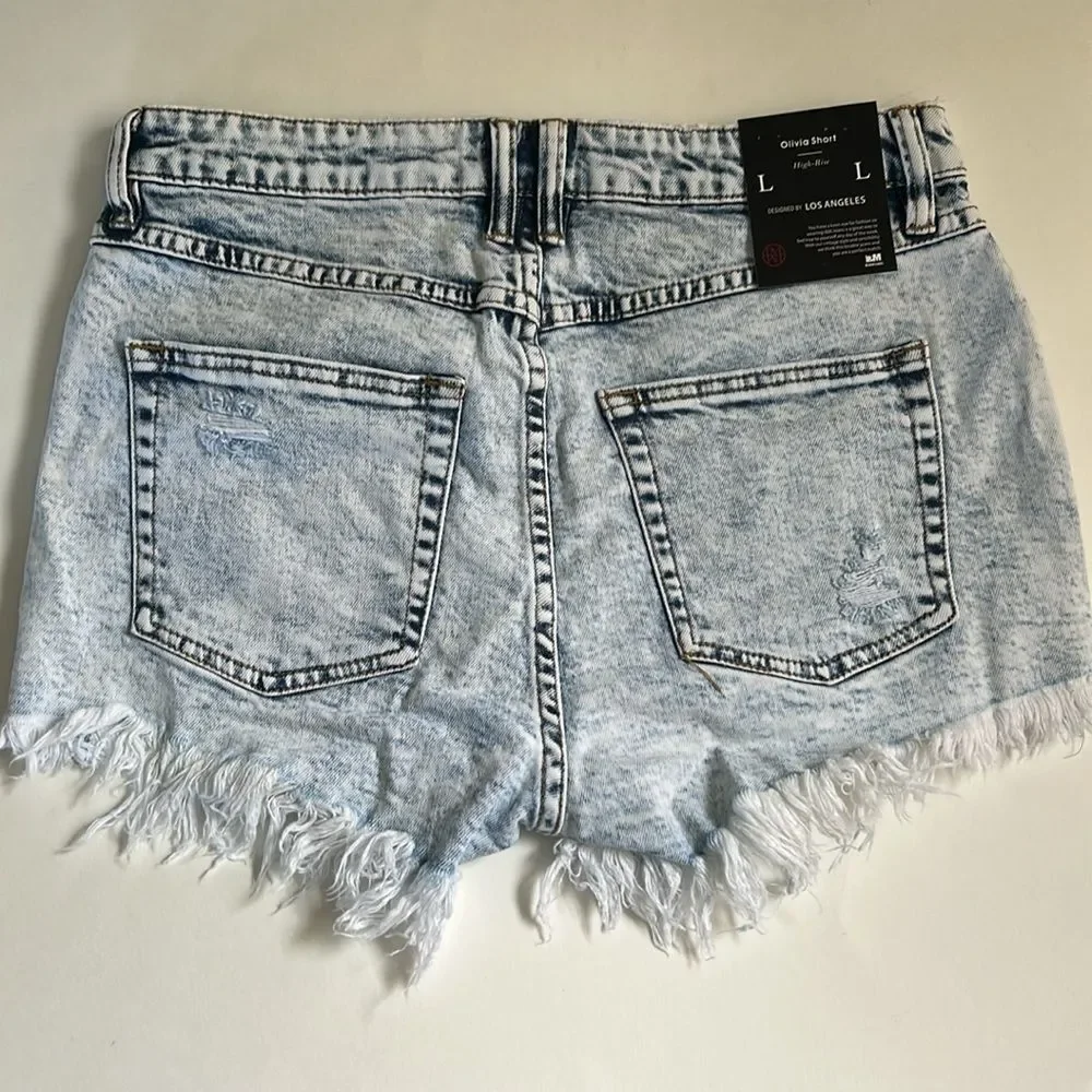 l&M Cut Off Lightwash Denim Shorts Large New - Picture 5 of 12